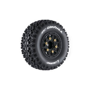 SC-Uphill 1/10 Short Course Tires, Soft, 12, 14 & 17mm Removable Hex on Black Rim (2) - Xtreme RC