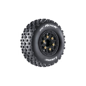 SC-Rock 1/10 Short Course Tires, Soft, 12, 14 & 17mm Removable Hex on Black Rim (2) - Xtreme RC