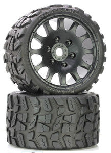 Raptor Belted Monster Truck Wheels/Tires (pr.), Pre-mounted, Sport Medium Compound 17mm Hex - Xtreme RC