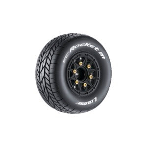 SC-Rocket M Oval Track 1/10 Short Course Tires, Soft, 12, 14 & 17mm Removable Hex on Black Rim (2) - Xtreme RC