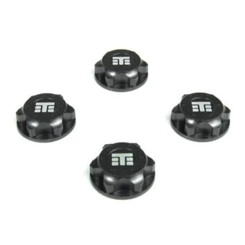 Wheel Nuts (T Logo, 17mm, serrated, gun metal anodized, M12x1.0, 4pcs) - Xtreme RC