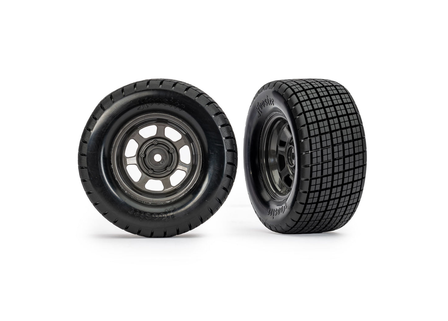 Dirt Oval Gray Rear Wheels w/ Hoosier Tires (2) - Xtreme RC