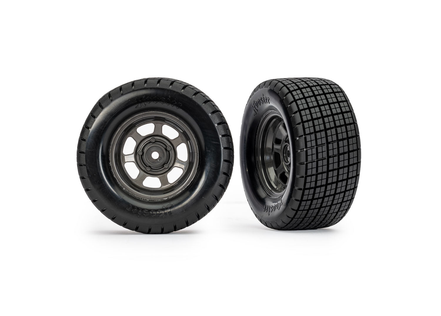 Dirt Oval Gray Rear Wheels w/ Hoosier Tires (2) - Xtreme RC