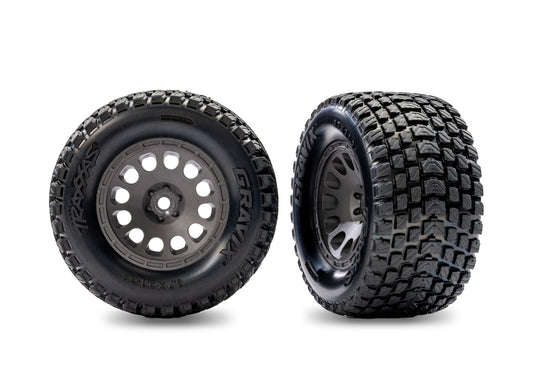 Gray Rear Mini XRT Wheels w/ Gravix Tires (2) - Xtreme RC