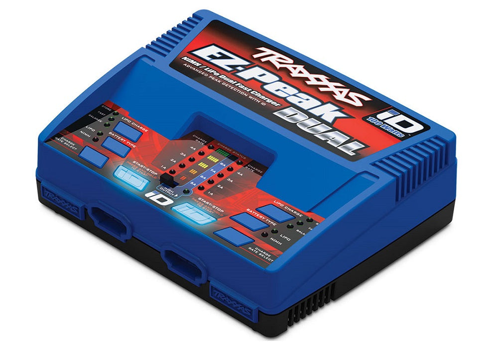 Charger, dual, EZ-Peak Plus, 100W, NiMH/LiPo with iD Auto Battery Identification - Xtreme RC