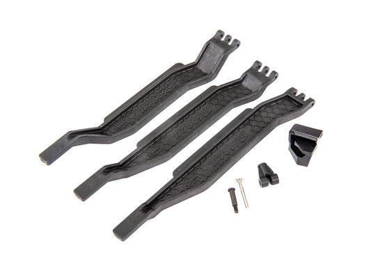Battery hold-down (3)/ battery clip/ hold-down post/ screw pin/ pivot post screw (fits #6723R chassis with 162mm long battery compartment) - Xtreme RC