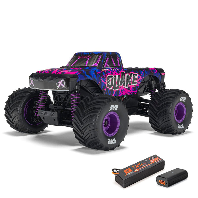 1/16 QUAKE GROM 4X4 RTR Brushed Monster Truck (Battery & Charger Included), Purple - Xtreme RC