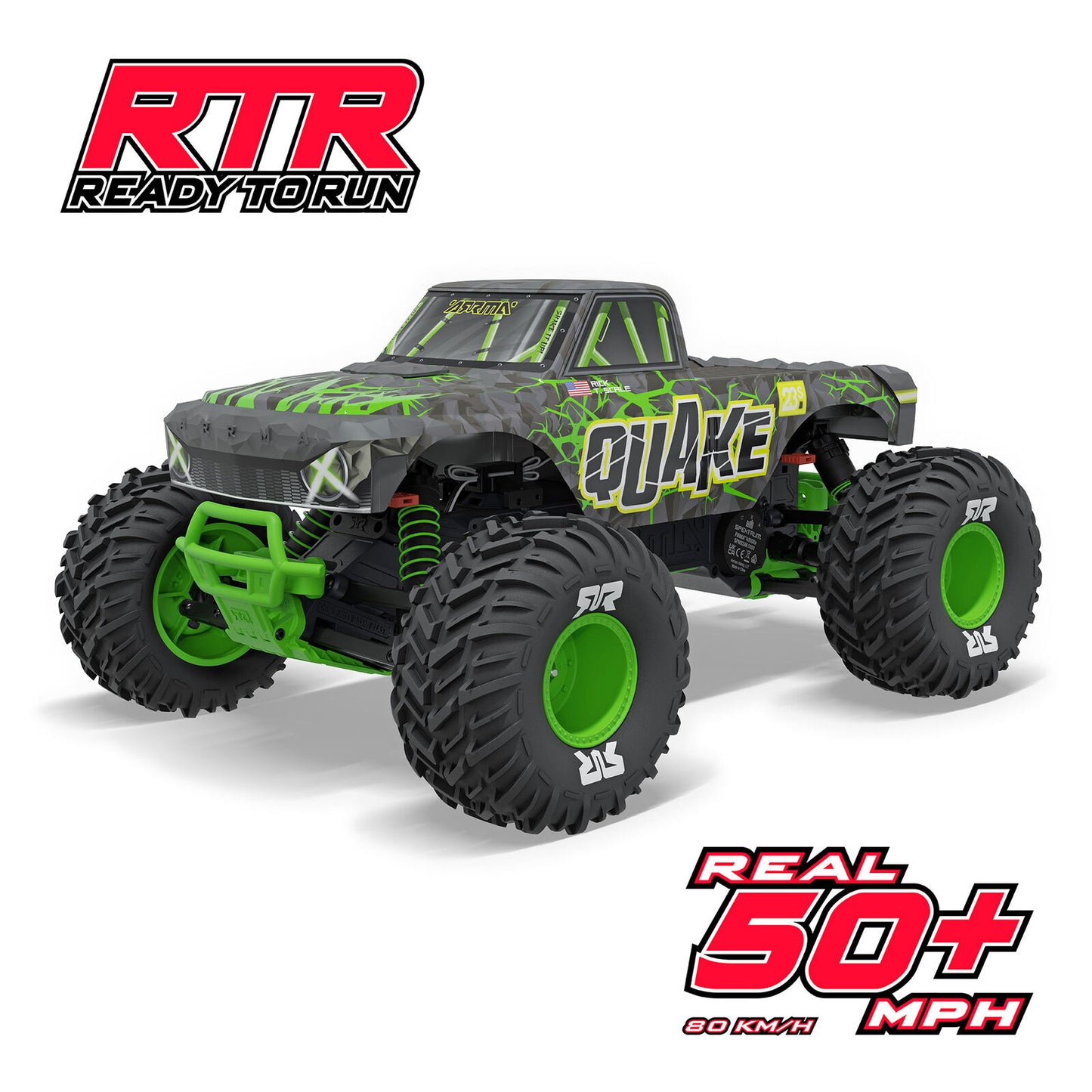 1/10 QUAKE 223S 2WD RTR Brushless Monster Truck, Green