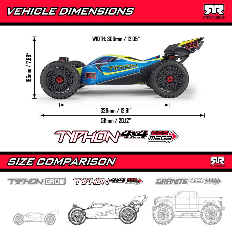 1/8 TYPHON 4X4 RTR Brushed Buggy, Yellow - Xtreme RC