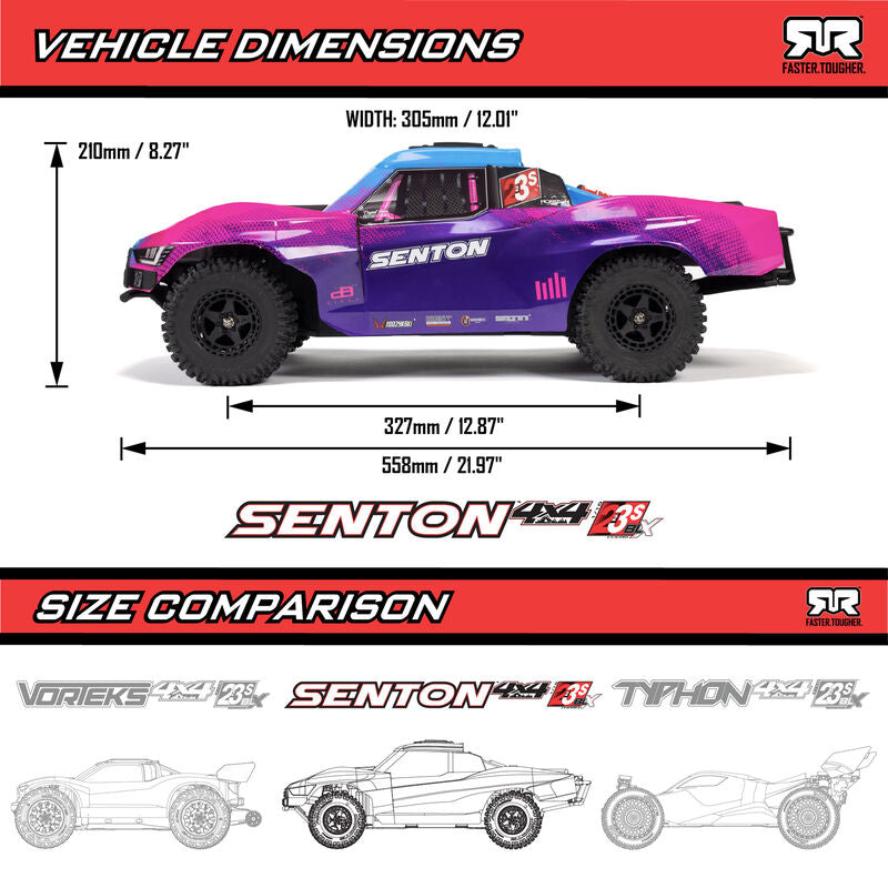 1/10 SENTON 4X4 223S BLX BRUSHLESS SHORT COURSE TRUCK RTR WITH DSC, YELLOW - Xtreme RC