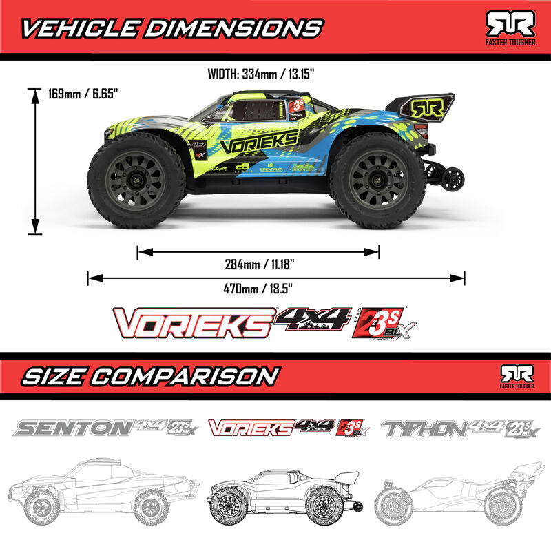 1/10 VORTEKS 4X4 223S BLX BRUSHLESS STADIUM TRUCK RTR WITH DSC, PURPLE - Xtreme RC