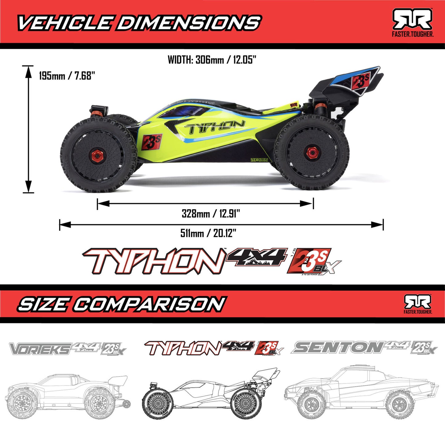 1/8 TYPHON 4X4 223S BLX BRUSHLESS BUGGY RTR WITH DSC BLUE/YELLOW - Xtreme RC