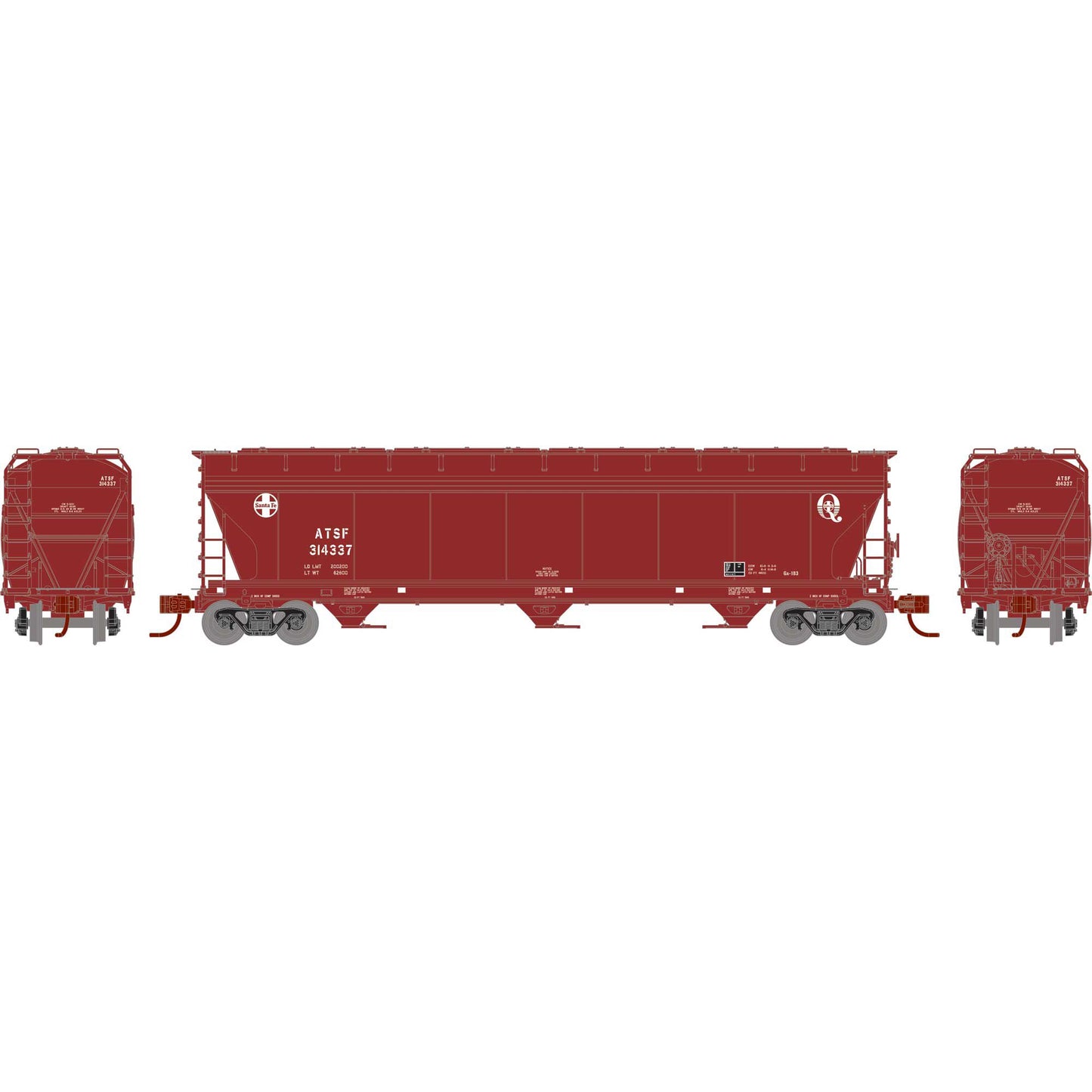 N ACF 4600 3-Bay Center Flow Hopper, ATSF #314337