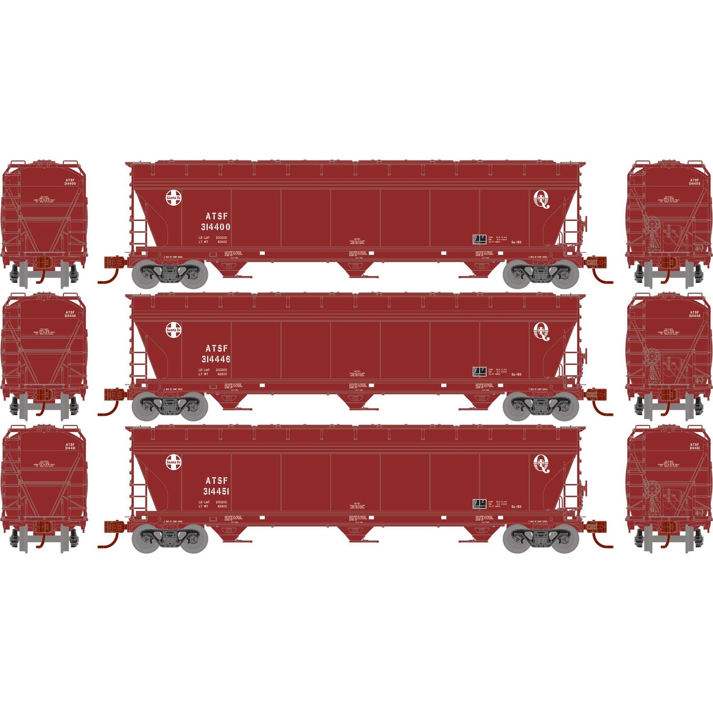 N ACF 4600 3-Bay Center Flow Hopper, ATSF (3)