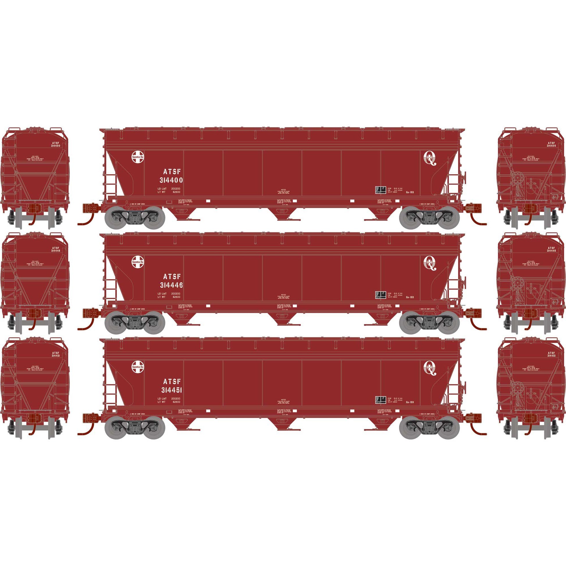 N ACF 4600 3-Bay Center Flow Hopper, ATSF (3)