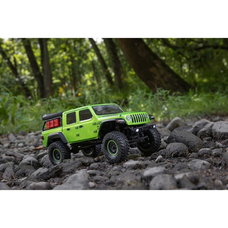 1/24 SCX24 Jeep JT Gladiator 4X4 RTR Brushed Rock Crawler (Battery & Charger Included), Green - Xtreme RC
