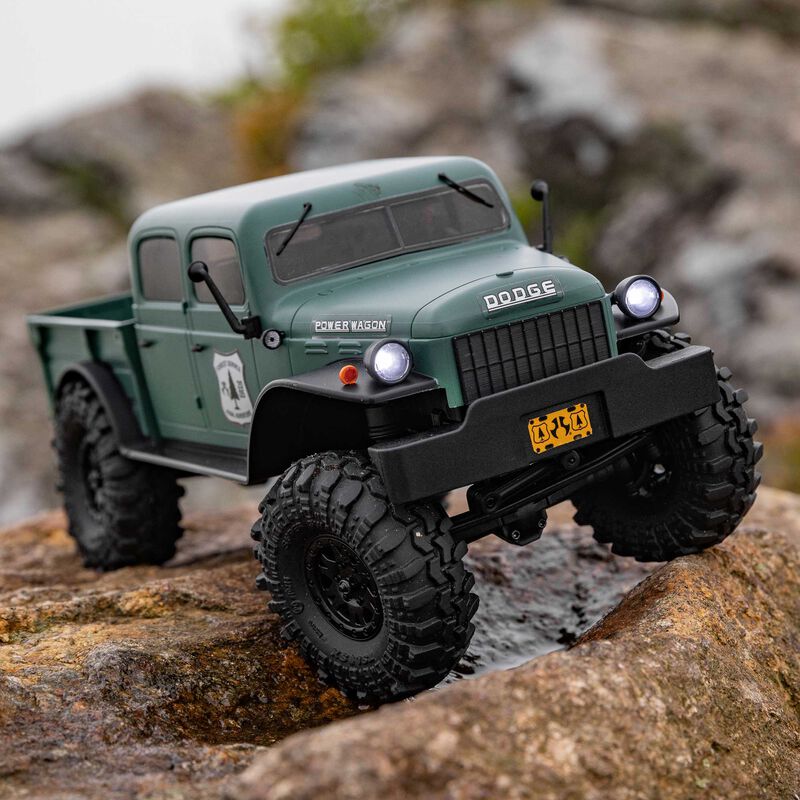 SCX24 40's 4 Door Dodge Power Wagon, Green: 1/24 4WD-RTR