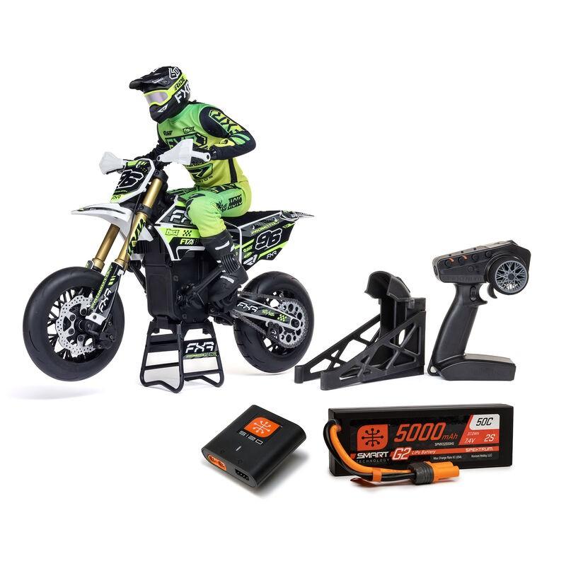Promoto-SM 1/4 Super Moto Motorcycle, FXR, White: RTR with Battery and Charger - Xtreme RC