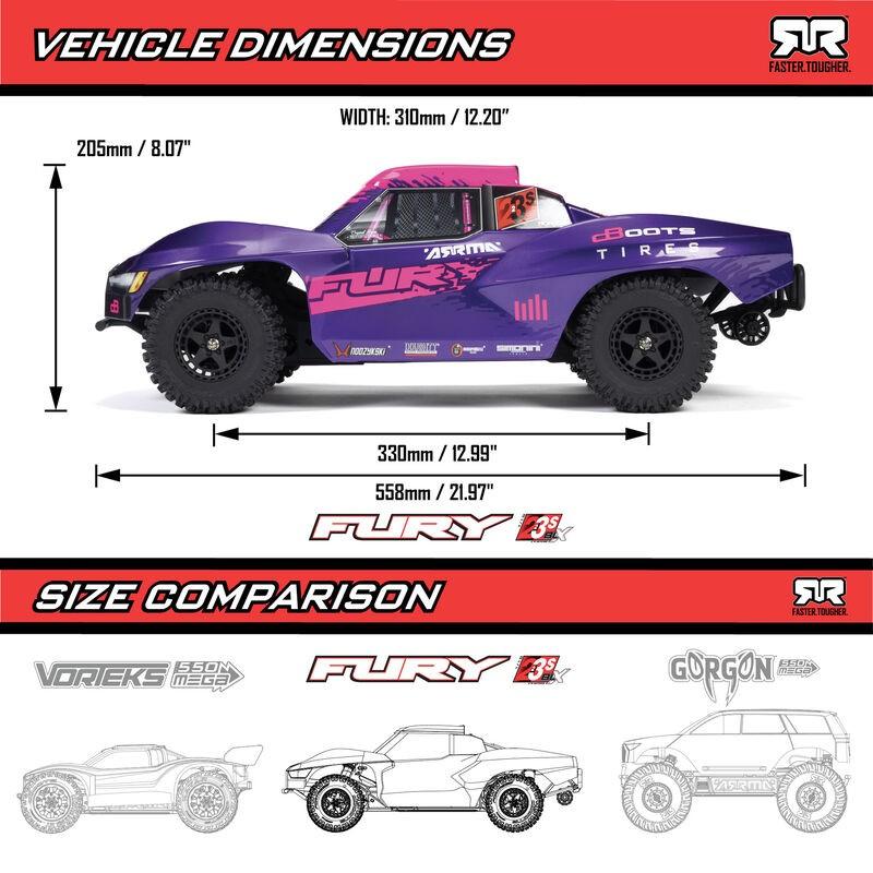 1/10 FURY 2wd 223S BLX Brushless Short Course Truck RTR with DSC, Blue - Xtreme RC