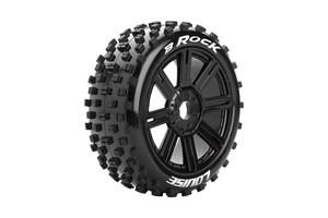 B-Rock 1/8 Off-Road Buggy Tires, 17mm Hex, Mounted on Black Spoke Rim, Soft, Front/Rear (2) - Xtreme RC