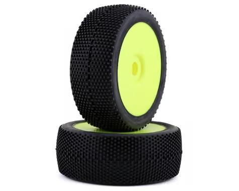 GRP Tires Cubic Pre-Mounted 1/8 Buggy Tires (2) (Yellow) (Medium) - Xtreme RC
