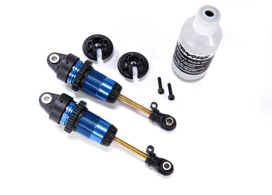 Shocks, GTR long blue-anodized, PTFE-coated bodies with TiN shafts (fully assembled, without springs) (2) - Xtreme RC