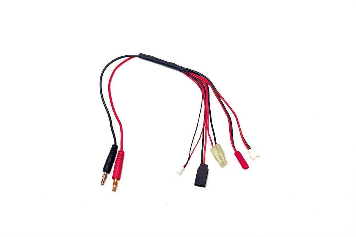 5-Function Mini/Micro Charge Adapter to Male 4mm Bullets-300mm - Xtreme RC