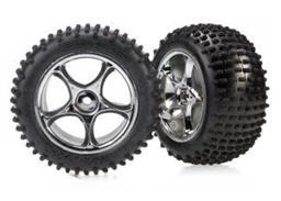 Tires and Wheels Assembled (tracer 2.2' chrome wheels, Alias) - Xtreme RC
