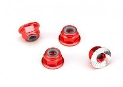 Nuts, aluminum, flanged, serrated (4mm) (red-anodized) (4) - Xtreme RC