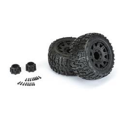 1/8 Trencher LP F/R 3.8" MT Tires Mounted 17mm Blk Raid (2) - Xtreme RC
