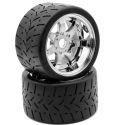 1/8 Gripper 54/100 Belted Mounted Tires 17mm Chrome Wheels - Xtreme RC