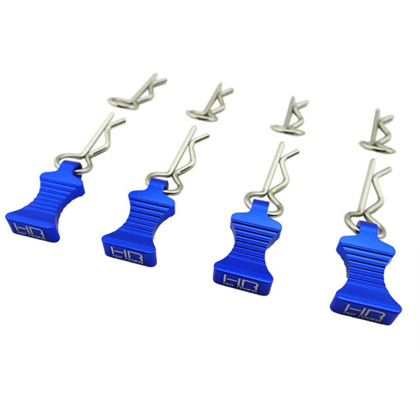 1/10 Blue Aluminum EZ Pulls (4) Body Clips (8) - Xtreme RC