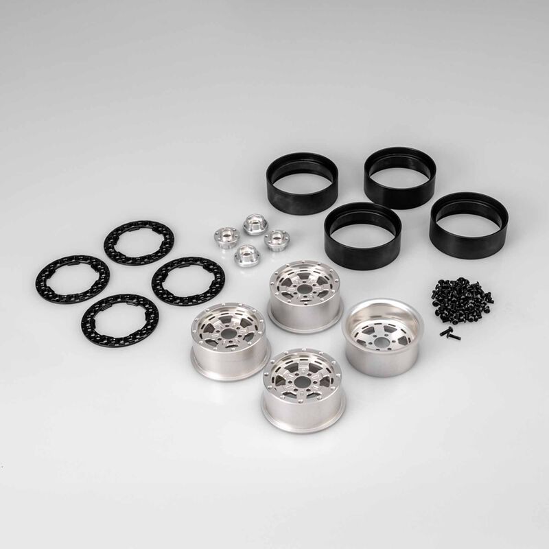 JConcepts Jammer 2.2" Beadlock Aluminum Crawler Wheels (4) (Silver/Black)