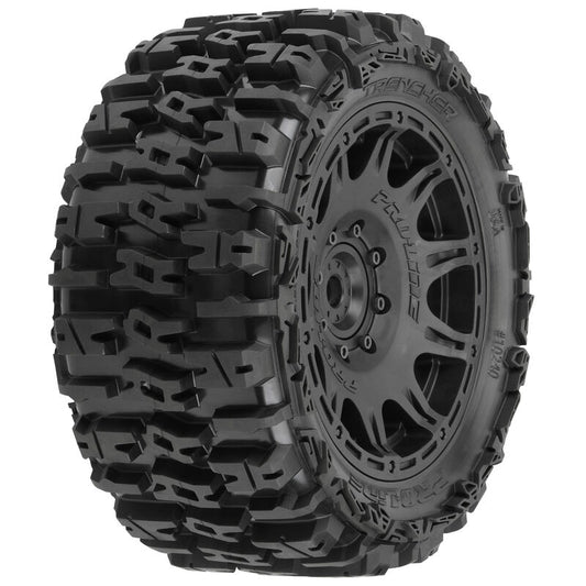 Trencher 5.7in Tires Mounted on Raid Black 8x48 Removable 24mm Hex Wheel 2 for X-MAXX, KRATON 8S & Other Large Vehicles Front or Rear - Xtreme RC
