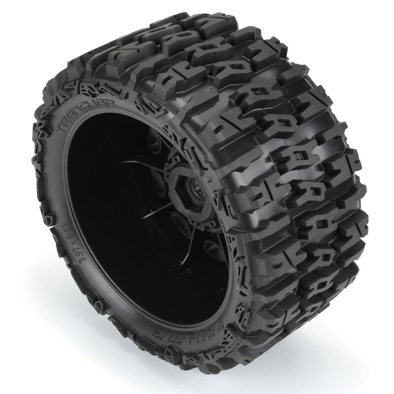 Trencher 5.7in Tires Mounted on Raid Black 8x48 Removable 24mm Hex Wheel 2 for X-MAXX, KRATON 8S & Other Large Vehicles Front or Rear - Xtreme RC