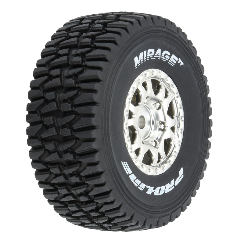 Mirage TT F/R Tires Mounted 12mm Hex Satin Silver Impulse (4) for Arrma Mojave Grom - Xtreme RC