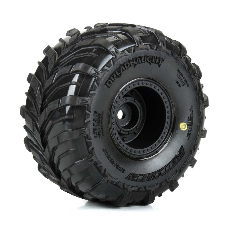 Dreadnaught Mounted Black Wheel F/R (4) for Arrma Gorgon/Quake Grom - Xtreme RC