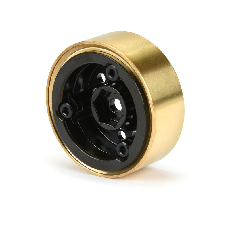 1/24 Rock Shooter Brass F/R 1.0 7mm Whl (2) Blk - Xtreme RC