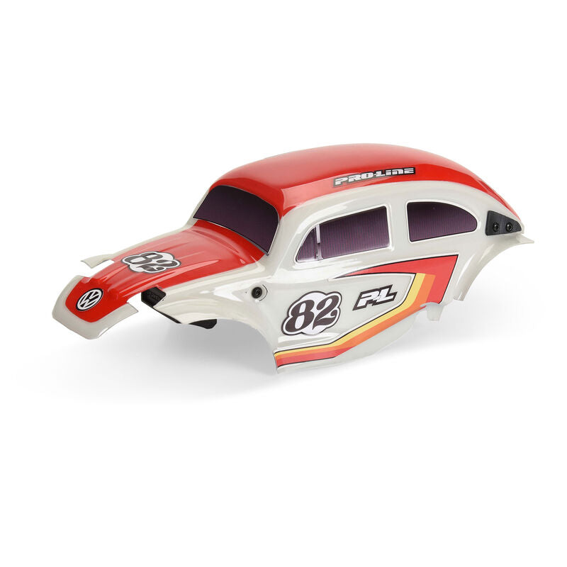 Class 1 VW Bug Red Race Body Conversion Kit and Flat Iron Tires Mounted 12mm Chrome Diablo (4) for Arrma Typhon Grom - Xtreme RC