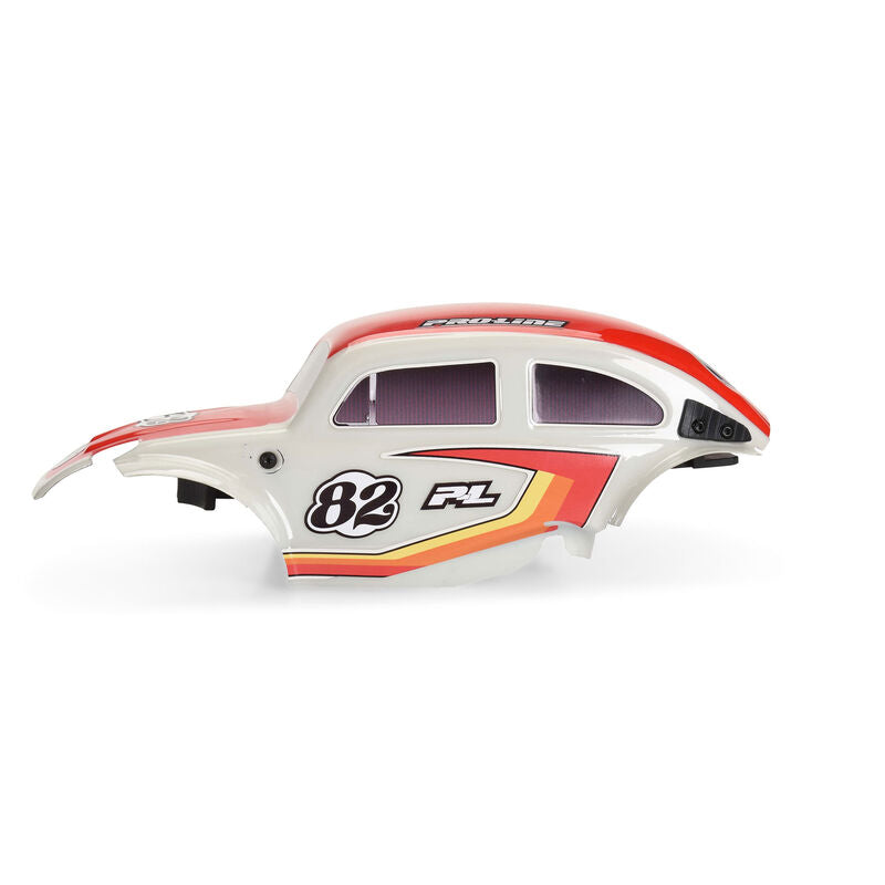 Class 1 VW Bug Red Race Body Conversion Kit and Flat Iron Tires Mounted 12mm Chrome Diablo (4) for Arrma Typhon Grom - Xtreme RC