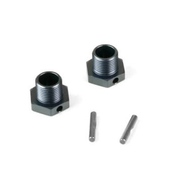 TKR9674 – Wheel Hubs (+1mm offset, 17mm, gun metal ano, w/pins, 2pcs) - Xtreme RC