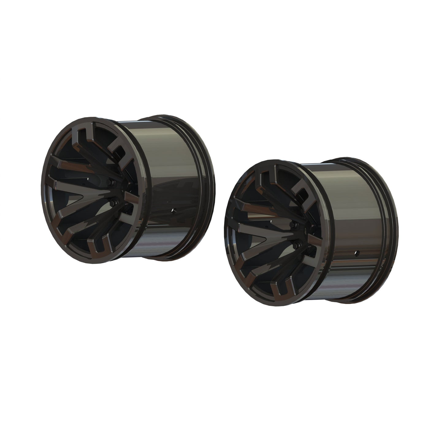 1/10 MT Front/Rear 2.8 Wheels, 14mm Hex, Black Chrome (2)