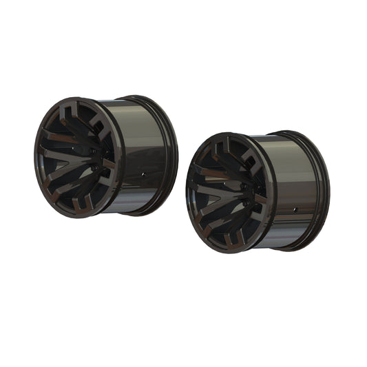 1/10 MT Front/Rear 2.8 Wheels, 14mm Hex, Black Chrome (2)