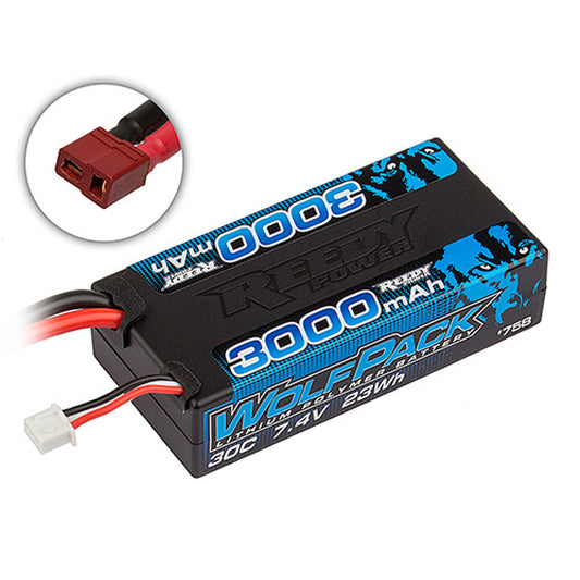 Wolfpack LiPo 3000mAh 30C 7.4V Shorty, & T-plug
