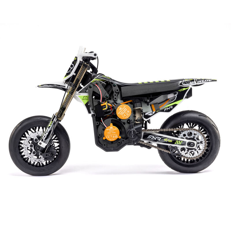 Promoto-SM 1/4 Super Moto Motorcycle, FXR, White: RTR with Battery and Charger - Xtreme RC