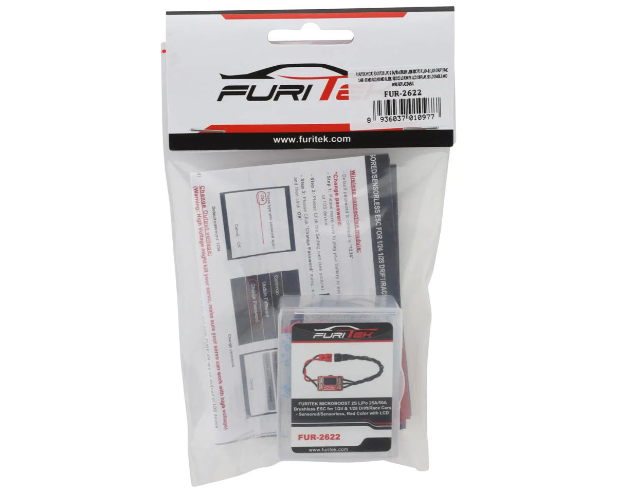 Furitek Microboost 2S 25A Brushless Sensored/Sensorless Micro Drift ESC w/Display (Red) (Solderable/Replaceable Wire) - Xtreme RC