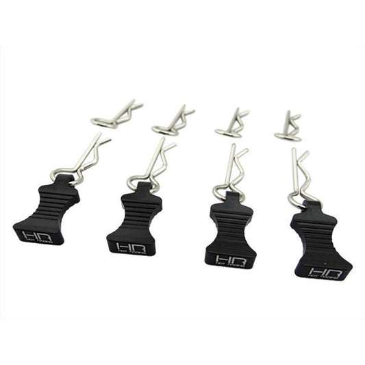 1/10 Black Aluminum EZ Pulls (4) Body Clips (8) - Xtreme RC