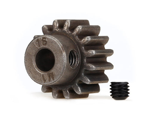 6489X Traxxas Gear, 16-T pinion (1.0 metric pitch) (fits 5mm shaft)/ set screw (compatible with steel spur gears) - Xtreme RC