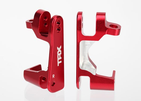 Caster blocks (c-hubs), 6061-T6 aluminum, left & right (red-anodized) - Xtreme RC
