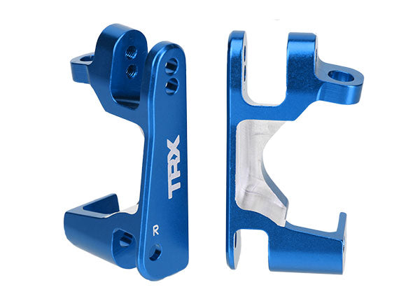 Caster blocks (c-hubs), 6061-T6 aluminum, left & right (blue-anodized) - Xtreme RC